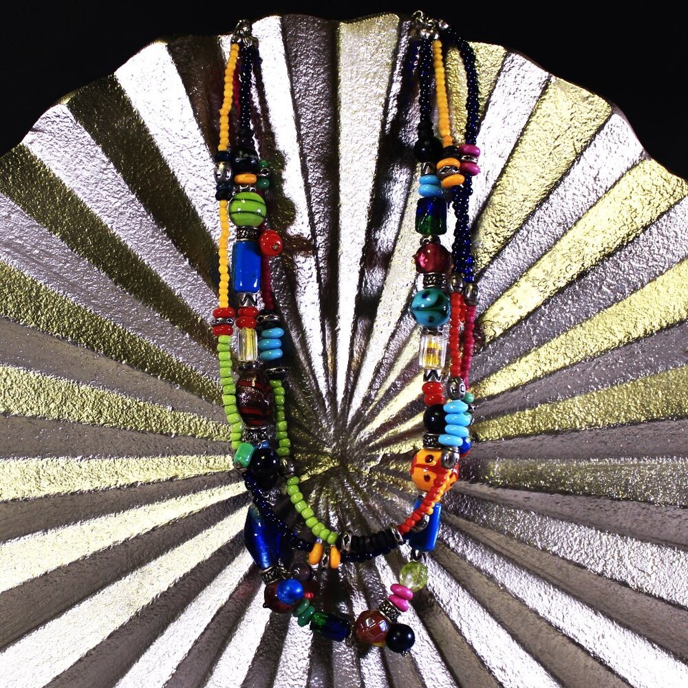 Chico's Painted Beaded Necklace